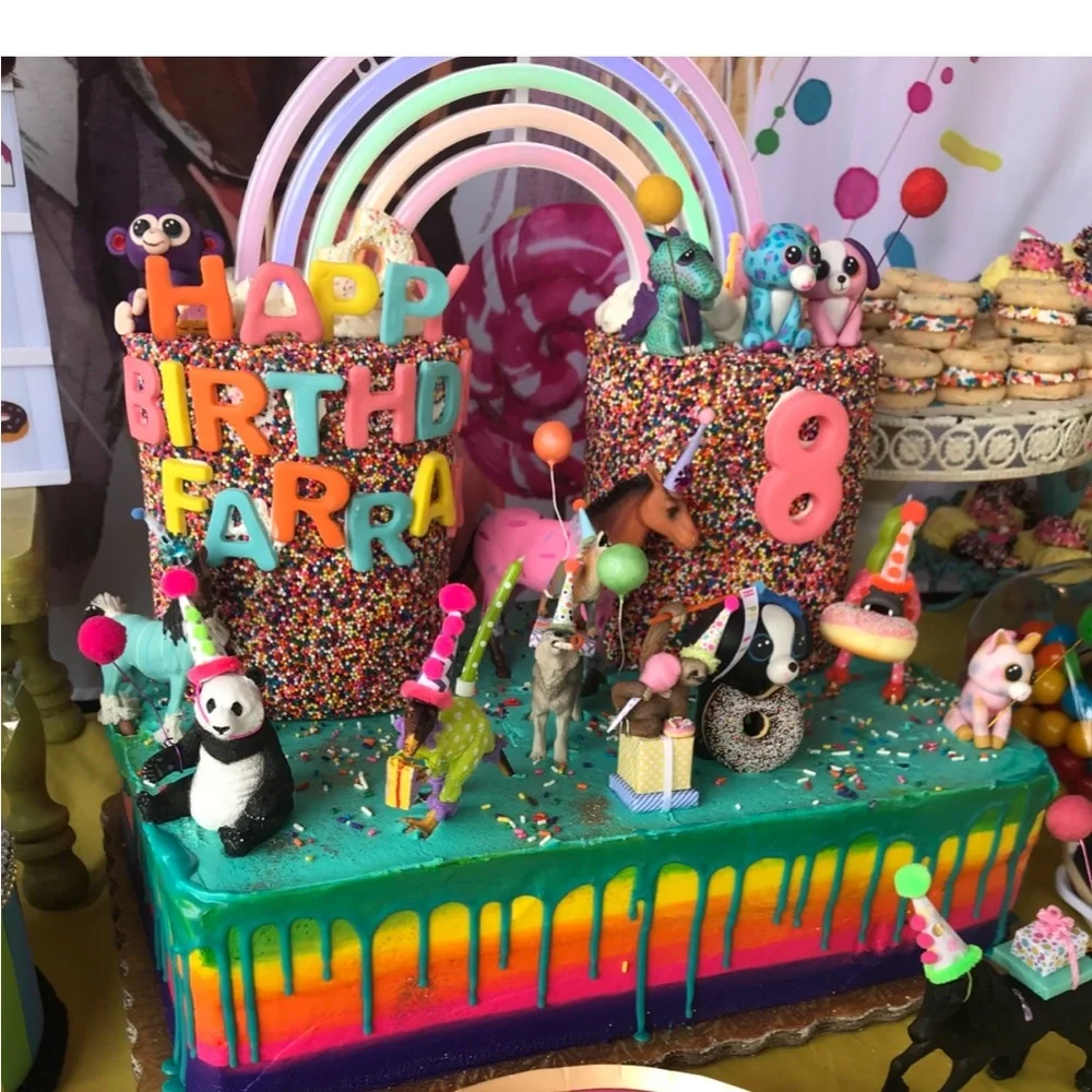 Panda Party Cake Topper Whimsical Boho Cute Party Hat and Balloon